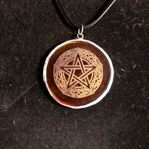 Celtic glass pentacle pendant